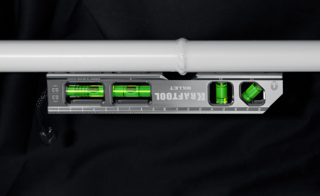 KRAFTOOL BILLET-20, 8 в 1, 200 мм, точность 0.3 мм/м, 4 глазка, брусковый магнитный уровень (34790)