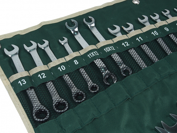 Набор ключей комбинированных RF-5150R:  универсальный 27пр.(6-36мм),разрезные 2пр(10-12,11-13мм) трещоточные 4пр(8-13мм) на полотне ROCKFORCE /1