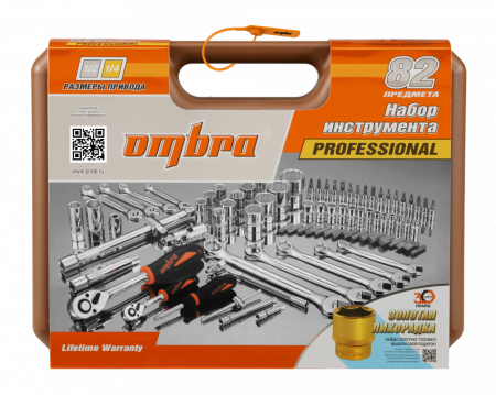 OMT82S12 Набор инструмента универсальный 1/4", 1/2"DR с головками торцевыми 12-гранными 1/2"DR, 82 предмета