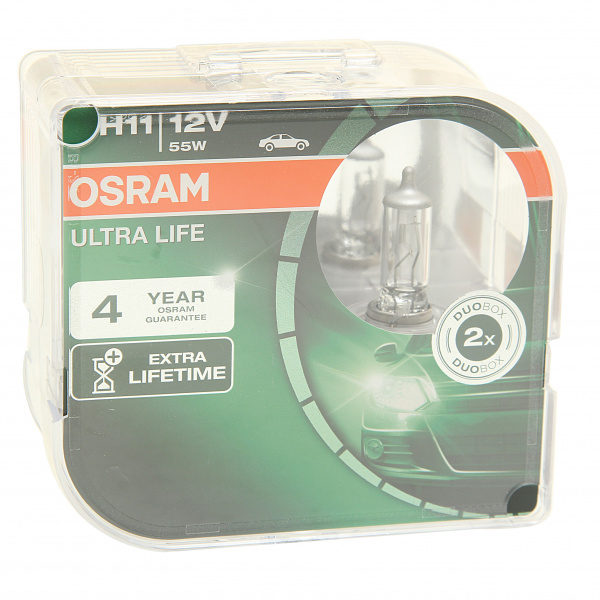 Автолампа H11 (55) PGJ19-2 ULTRA LIFE (евробокс,2шт) 12V OSRAM /1/10