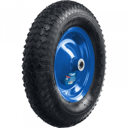 ЗУБР КПВ-2, 4″ х 380 мм, для тачки (арт. 39913), стальной диск, подшипник - 20 мм, пневматическое колесо, Профессионал (39902-2)