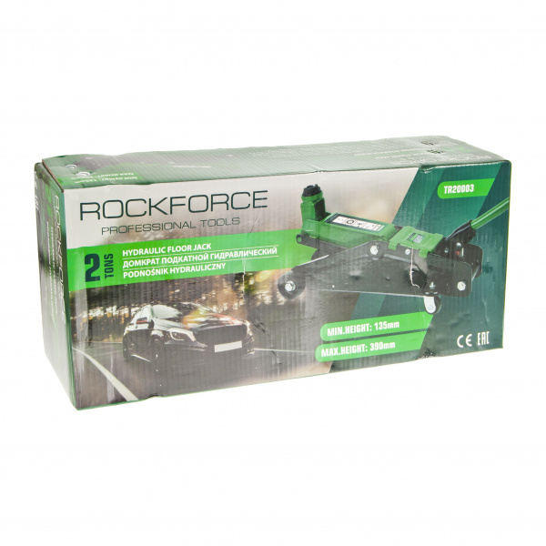 Домкрат подкатной гидравлический 2т (h min 135мм, h max 390мм) ROCKFORCE /1
