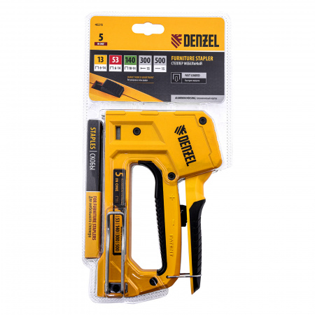 Степлер мебельный, тип 53 и 13, 6-14мм, тип 140, 10-14мм, тип 300, 15мм, тип 500, 15мм// Denzel