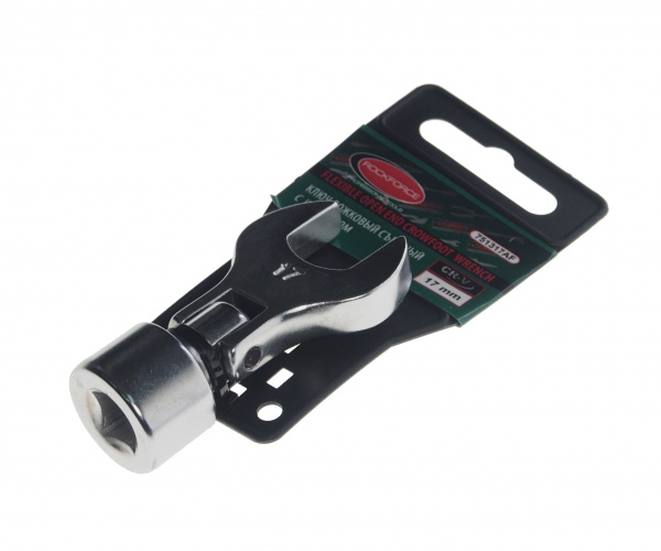 Ключ рожковый 17мм RF-751317AF съемный с шарниром 3/8", на пластиковом держателе ROCKFORCE /1