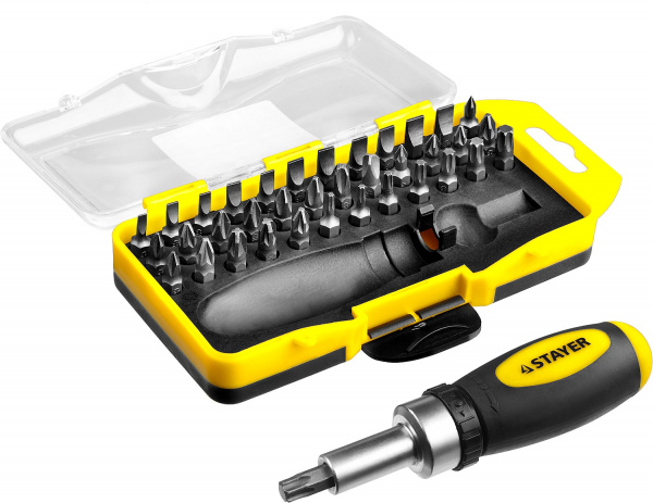 STAYER Compact-38, 38 предм., реверсивная отвертка с насадками (2557-H38)