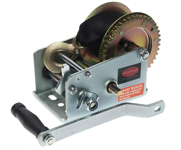 Лебедка RF-TRT1301S ручная барабанная двухскоростная, 1300кг (нейлоновый ремень, ширина ремня-50мм, длина ремня-10м) ROCKFORCE /1