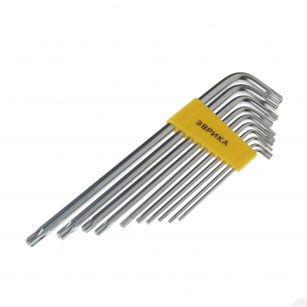 Набор ключей TORX ER-15101XLT: Г-образных экстра длинных T9-T50 10пр. ЭВРИКА /1/12/60 Набор ключей TORX ER-15101XLT: Г-образных экстра длинных T9-T50 10пр. ЭВРИКА /1/12/60