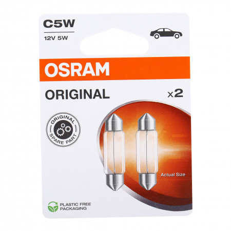 Автолампа C5W (SV8.5/8) 35мм (2шт) 12V OSRAM /1/10