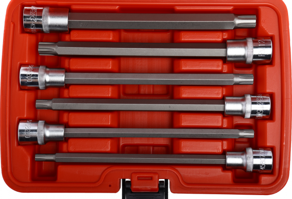 JTC Набор головок торцевых и насадок 1/2" 6-ти гранных T40-T70 удлиненные 6 предметов в кейсе JTC