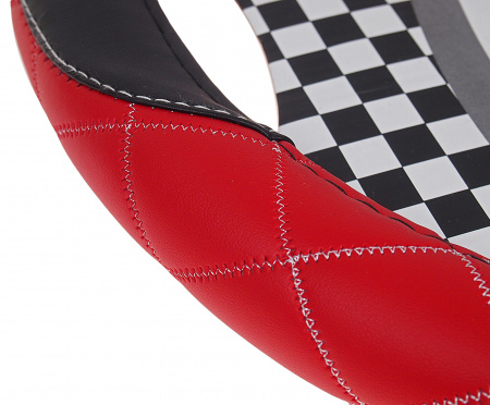 Оплетка руля MIS-LT35A (M) BLACK/RED кожа MISTAR /1/25