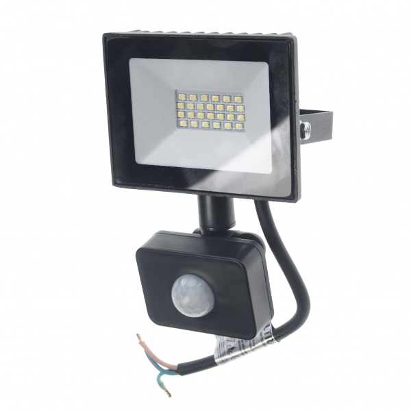 Прожектор UF-FL2002 LED SMD BLACK 20W 6500K 120х115мм с датчиком движения 220V ULTRA FLASH /1/40