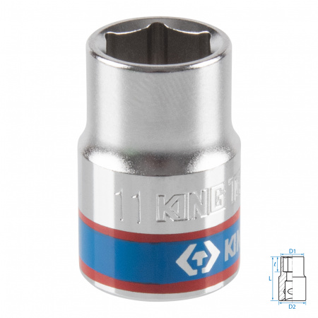 Головка торцевая стандартная шестигранная 3/8", 11 мм KING TONY 333511M