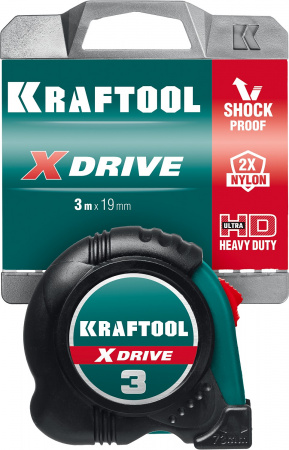 KRAFTOOL X-Drive, 3 м х 19 мм, рулетка (34122-03-19)