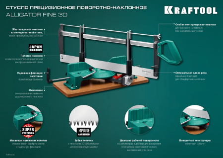 KRAFTOOL Alligator 3D, 600 мм, стусло прецизионное поворотно-наклонное (15451-600)