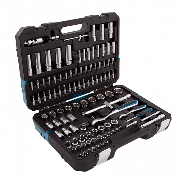 Набор инструментов, 1/4", 1/2", CrV, 120 зубьев, 109 предметов Gross Набор инструментов, 1/4", 1/2", CrV, 120 зубьев, 109 предметов Gross