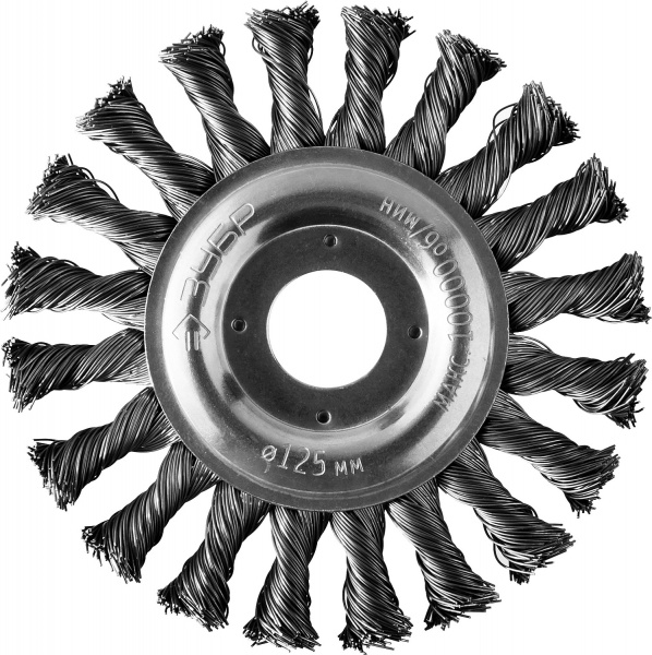 ЗУБР 125 мм, стальная проволоки 0.5 мм, щетка дисковая для УШМ, Профессионал (35190-125)