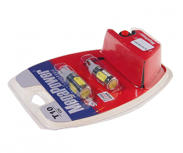 Автолампа T10W (W2,1x9,5d) 4 SMD MEGA WHITE  блистер с тестером (2 шт) 6000K 300лм   12V MEGAPOWER /1 /25 Автолампа T10W (W2,1x9,5d) 4 SMD MEGA WHITE  блистер с тестером (2 шт) 6000K 300лм   12V MEGAPOWER /1 /25