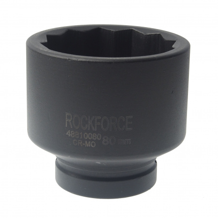 Головка торцевая  80мм 1", 12-гранная L=95мм ударная глубокая ROCKFORCE RF-48810080 /1 Головка торцевая  80мм 1", 12-гранная L=95мм ударная глубокая ROCKFORCE RF-48810080 /1