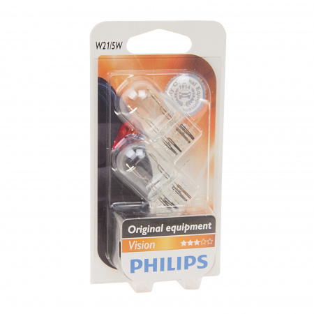 Автолампа W21/5W (W3*16q) (блистер, 2шт) 12V PHILIPS /1/10