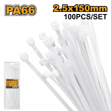 Стяжка нейлоновая 150*2,5 мм. 100 шт  INGCO HCT15025