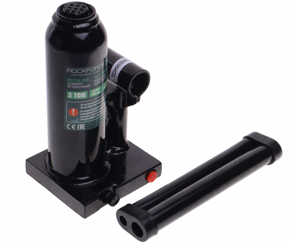 Домкрат гидравлический RF-T90304EURO бутылочный с клапаном 3т (выс.подъема 180-345мм) ROCKFORCE /1/6