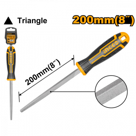 Напильник трехгранный по металлу 200 мм INGCO HSTF088P INDUSTRIAL
