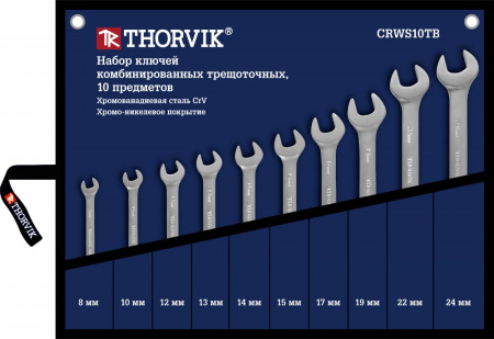 CRWS10TB Набор ключей гаечных комбинированных трещоточных в сумке, 8-24 мм, 10 предметов