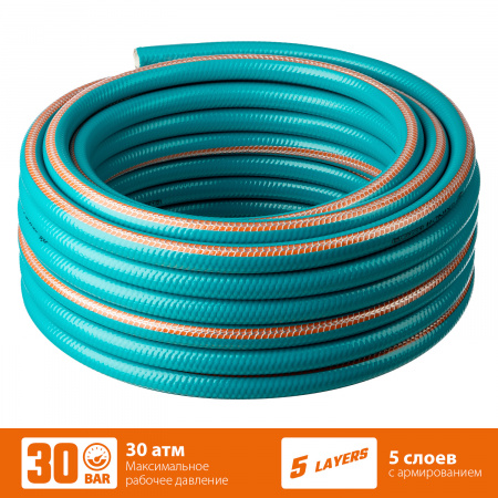 GRINDA EXPERT 5, 3/4″ 50 м, 30 атм, пятислойный, текстильное армирование, поливочный шланг, PROLine (429007-3/4-50)