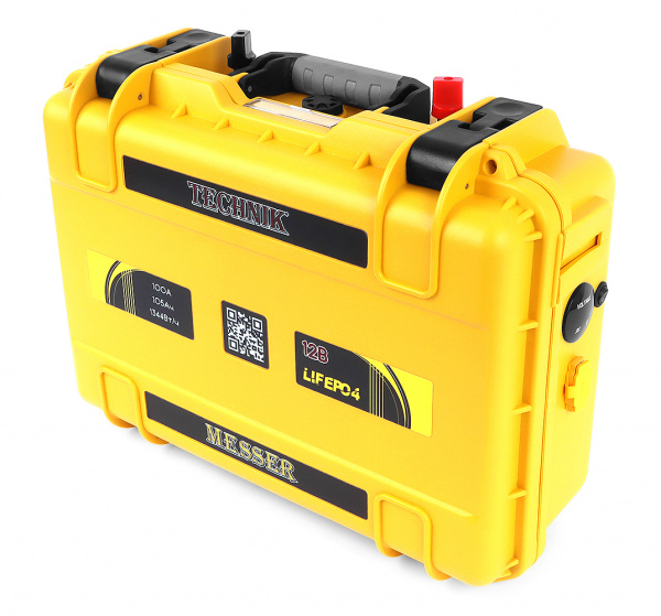 Литий-железо-фосфатный аккумулятор TECHNIK MESSER в защитном кейсе 12В 105Ач 100А с зарядным устройством 25А