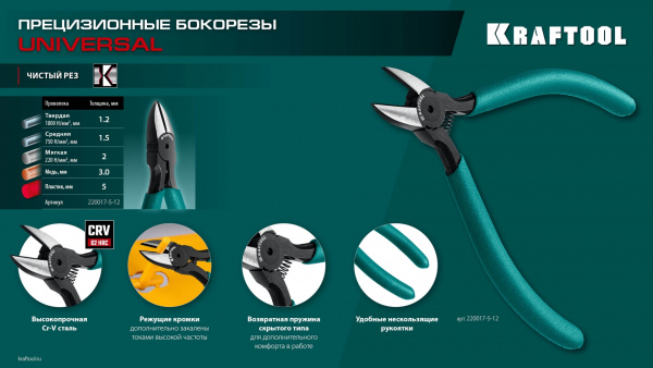 KRAFTOOL Kraft Mini, 130 мм, прецизионные бокорезы (220017-5-12)