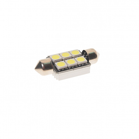 Автолампа C5W (SV8,5) 6 SMD 5050 WHITE 6000K 41мм с блокиратором ошибок CANbus 120лм  24V MEGAPOWER /10 /100