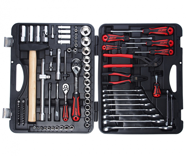 JTC Набор инструментов 90 предметов слесарно-монтажный 1/4",1/2" 6-ти гранных в кейсе JTC JTC Набор инструментов 90 предметов слесарно-монтажный 1/4",1/2" 6-ти гранных в кейсе JTC