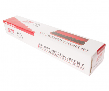 JTC Набор головок торцевых 1/2" 12-ти гранных 10-24мм ударных 10 предметов JTC