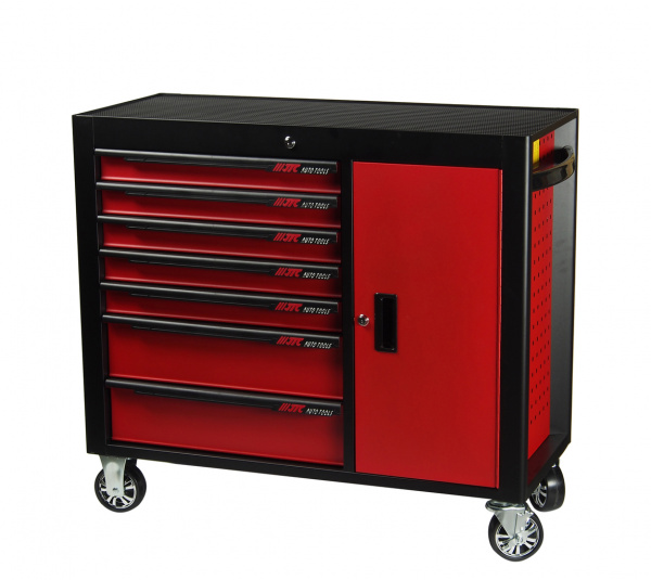 JTC Тележка инструментальная 7 секций красная с боковым ящиком JTC
