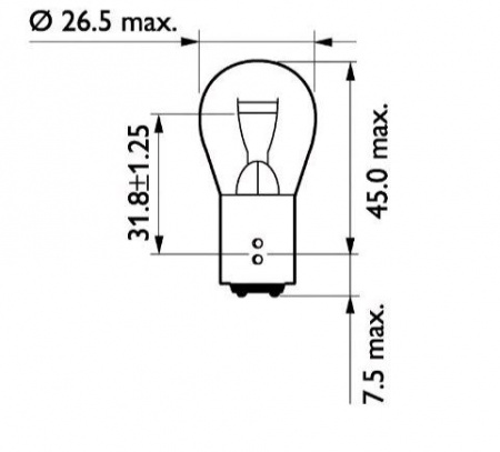 Автолампа P21/5W (BAY15d) 24V PHILIPS /10/200 HIT