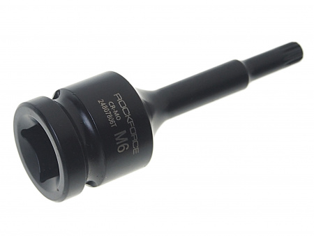 Головка-бита SPLINE глубокая ударная 1/2", M6 с отверстием ROCKFORCE RF-24807806T /1
