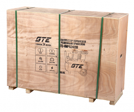 GTE Компрессор пневматический 220В 4.5кВт 8атм. 420л/мин. ресивер-153л поршневой безмасляный GTE