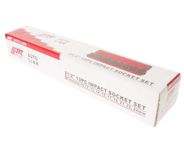 JTC Набор головок торцевых 1/2" 6-ти гранных 10-24мм ударных 10 предметов JTC JTC Набор головок торцевых 1/2" 6-ти гранных 10-24мм ударных 10 предметов JTC