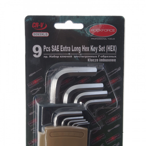 Набор ключей RF-5093XLS 6-гранных Г-образных, 9пр.(1/16", 5/64', 3/32", 1/8", 5/32", 3/16", 1/4", 5/16", 3/8") в пластиковом держателе ROCKFORCE /1 Набор ключей RF-5093XLS 6-гранных Г-образных, 9пр.(1/16", 5/64', 3/32", 1/8", 5/32", 3/16", 1/4", 5/16", 3/8") в пластиковом держателе ROCKFORCE /1
