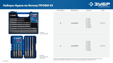 ЗУБР ПРОФИ-4Х 16x310 мм, SDS-plus бур (29313-310-16)