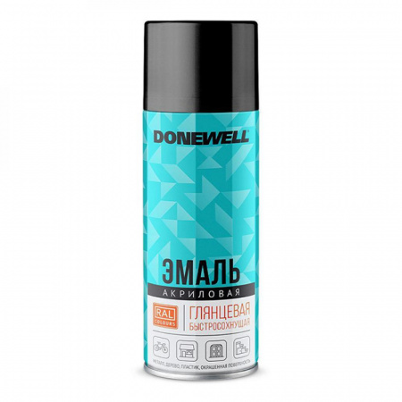 Эмаль аэроз. акриловая черная глянцевая RAL9005 520мл Donewell DW-A9005 (12)