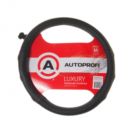Оплетка руля AP-1040 BLACK натуральная кожа с перфорацией AUTOPROFI /1/25