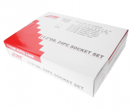 JTC Набор головок торцевых 1/2" 12-ти гранных 10-32мм 24 предмета в кейсе JTC JTC Набор головок торцевых 1/2" 12-ти гранных 10-32мм 24 предмета в кейсе JTC