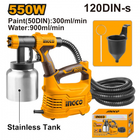 Краскопульт электрический INGCO 550Вт, емкость 0,8л, макс вяз. 120 DIN (4) SPG5008-2 INDUSTRIAL