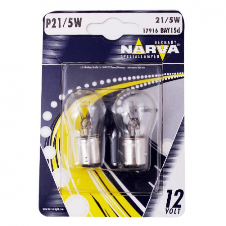 Автолампа P21/5W (BAY15d) (блистер, 2шт) 12V NARVA /1/10