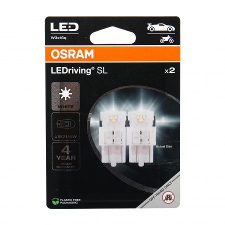 Автолампа W21/5W (W3x16q)  LED (2шт) 6000К 12V OSRAM /10