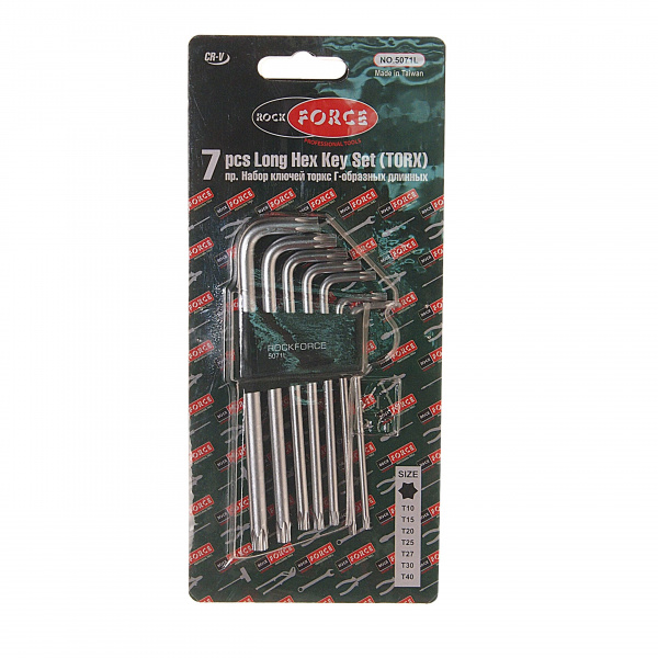 Набор ключей TORX RF-5071L: Г-образных удлиненных T10-T40 7пр. на пласт. держат. ROCKFORCE /1/50 Набор ключей TORX RF-5071L: Г-образных удлиненных T10-T40 7пр. на пласт. держат. ROCKFORCE /1/50