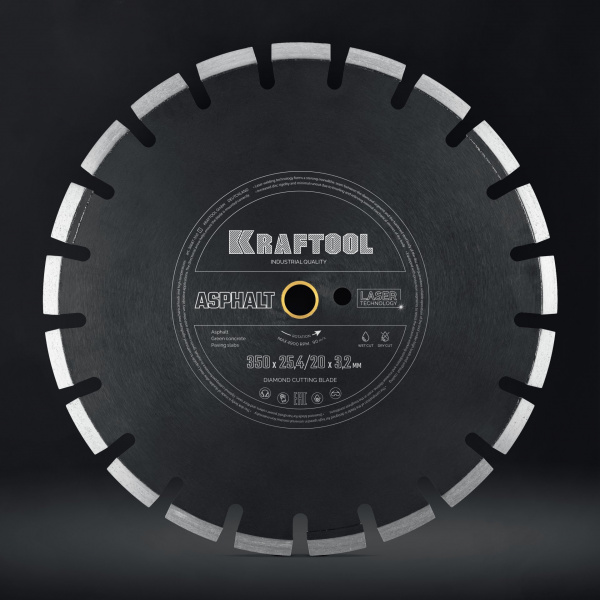 KRAFTOOL ASPHALT 350 мм (25.4/20 мм, 12х3.2 мм), алмазный диск (36687-350)