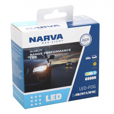 Автолампа H8/H11/H16 (PGJ19-1/2/3) LED FOG RANGE PERFOMANCE 24W x2 6500K (2шт) 12/24V NARVA /1/10