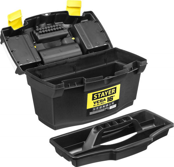 STAYER VEGA-16, 410 x 210 x 230 мм, (16″), Пластиковый ящик для инструментов (38105-16)